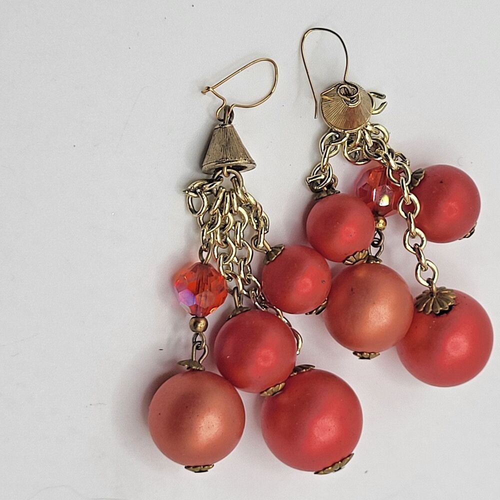 Peach Orange Bauble Earrings 3in